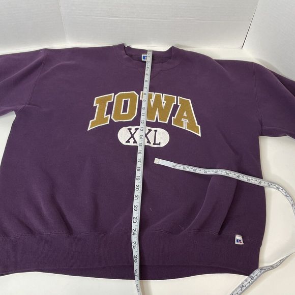 Vintage Iowa Hawkeyes Crewneck Sweatshirt, 2XL, Russell Athletic, Purple USA - Picture 12 of 13